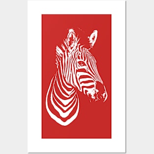Zebra - White on Raspberry Posters and Art